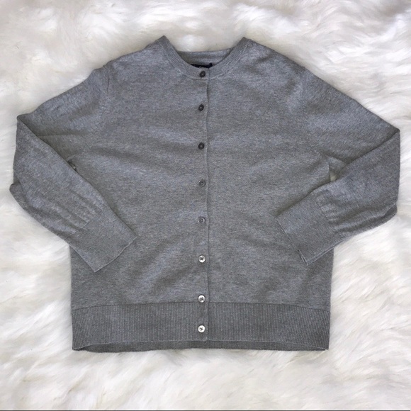 gray button up sweater